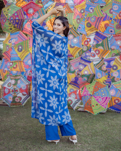 Diksha Blue Bandhani Chinon Kurta Set