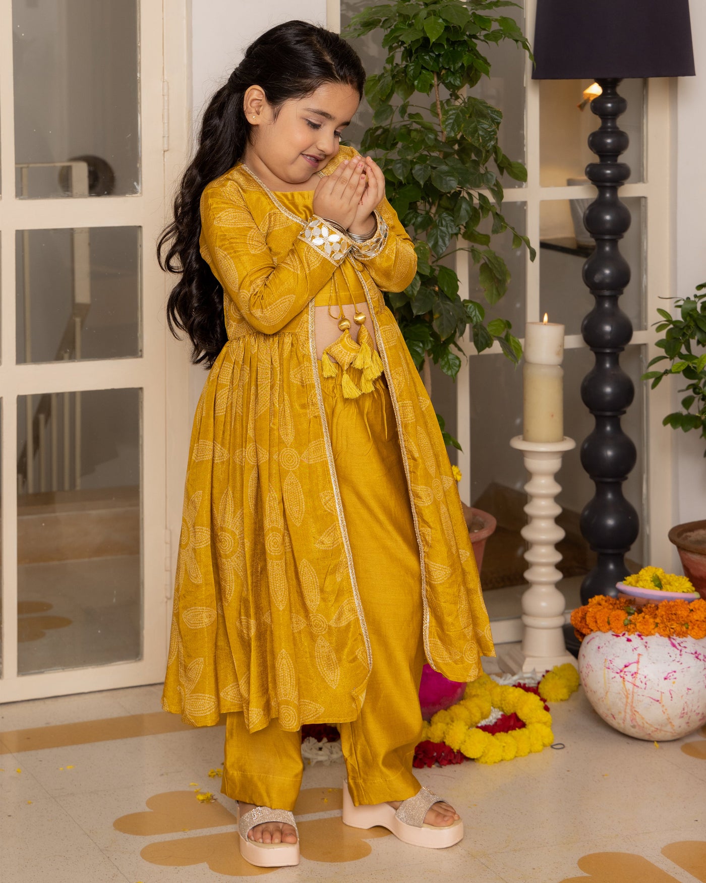 Tara Mustard Bandhani Chanderi Coord Set