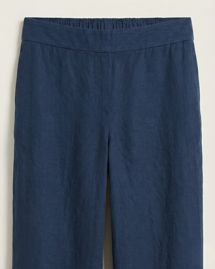 Zareen Dark Blue Cotton Flex Straight Pants