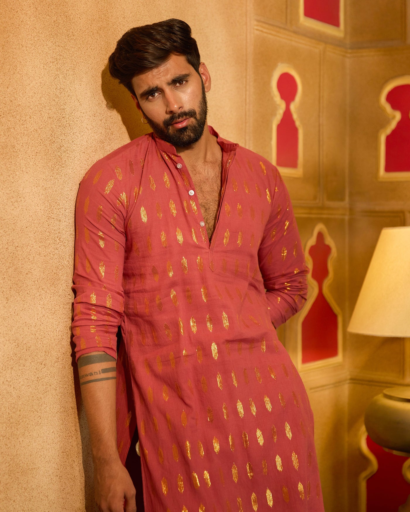 Anantya Maroon Knitted Lurex Kurta