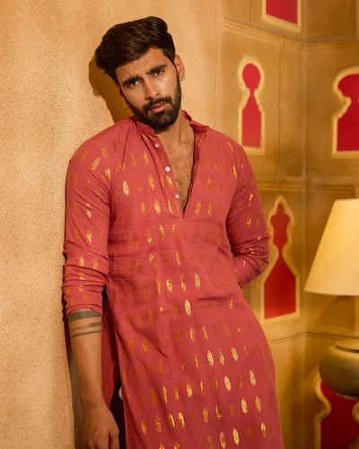 Anantya Maroon Knitted Lurex Kurta
