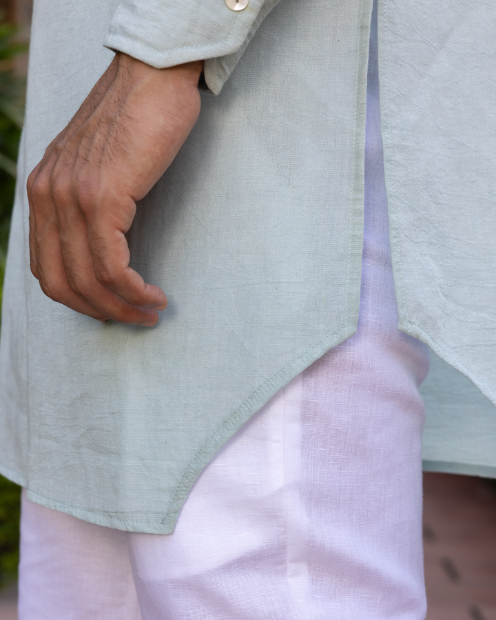 Pranay Pastel Blue Solid Cotton Flex Kurta