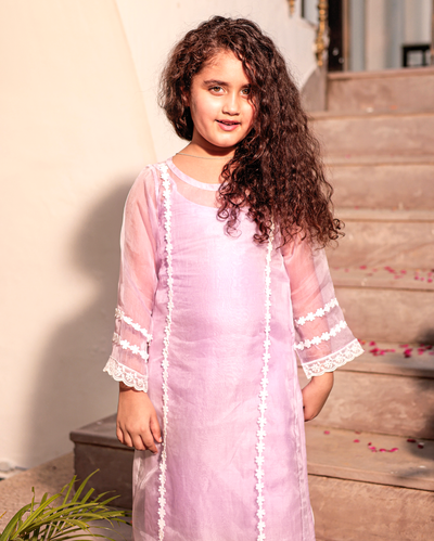 Pastel Poise Lavender Organza Kurta Set