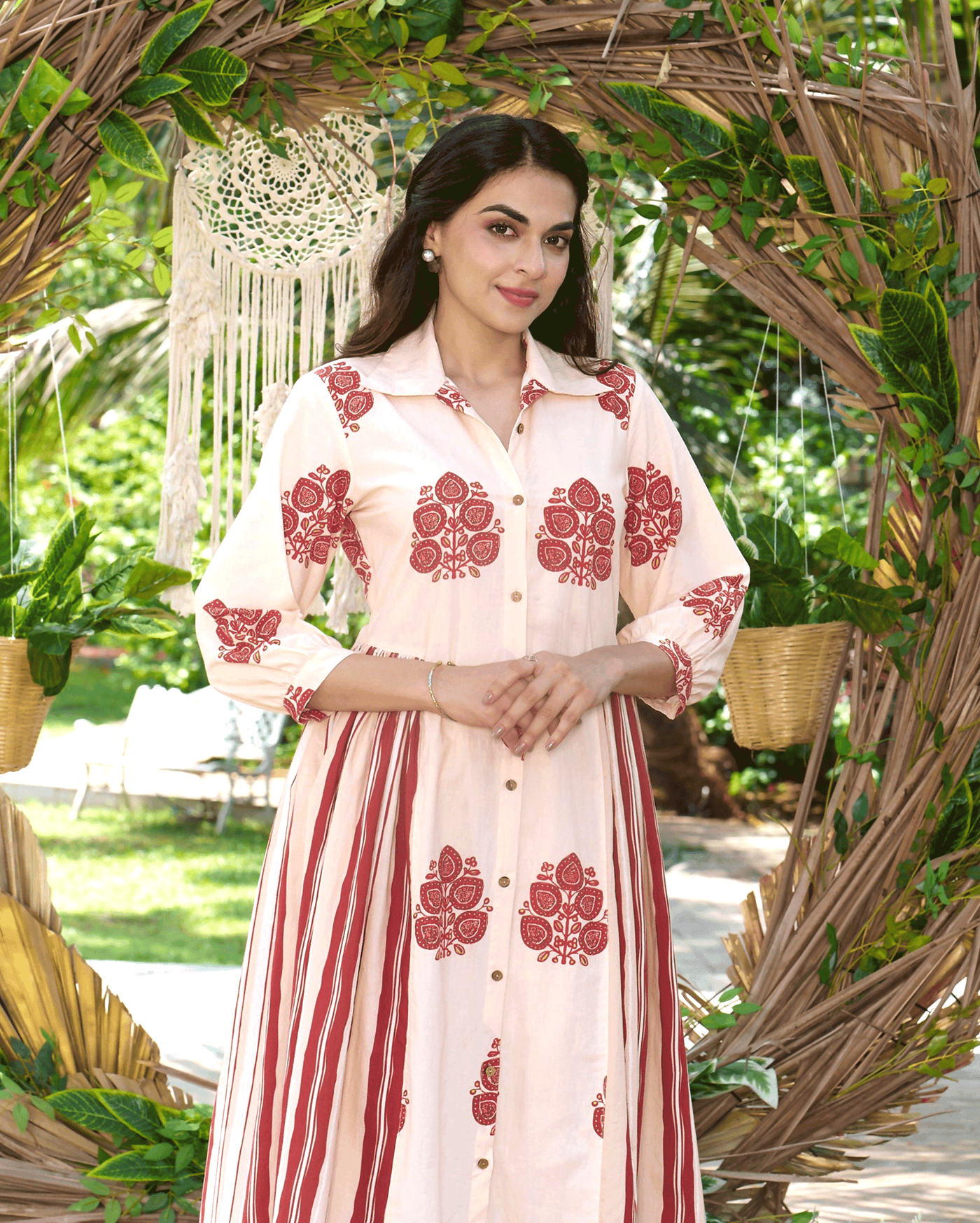 Noor Cream Printed Cotton Coord Set