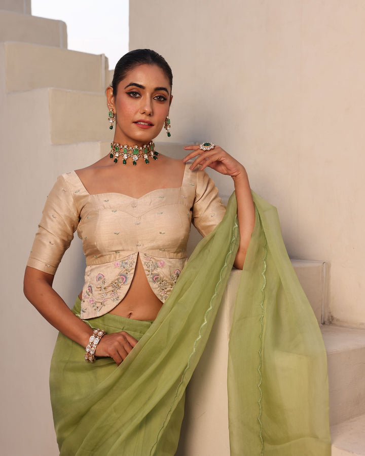 Gulabo Ivory Silk Embroidered Blouse