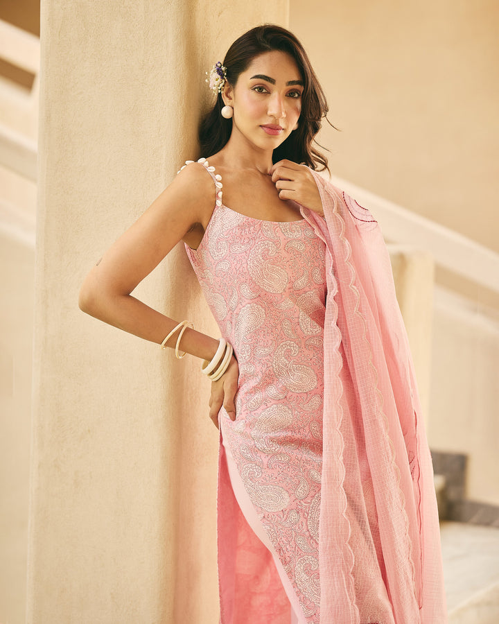 Shrusti Pink Cotton Printed Suit Set