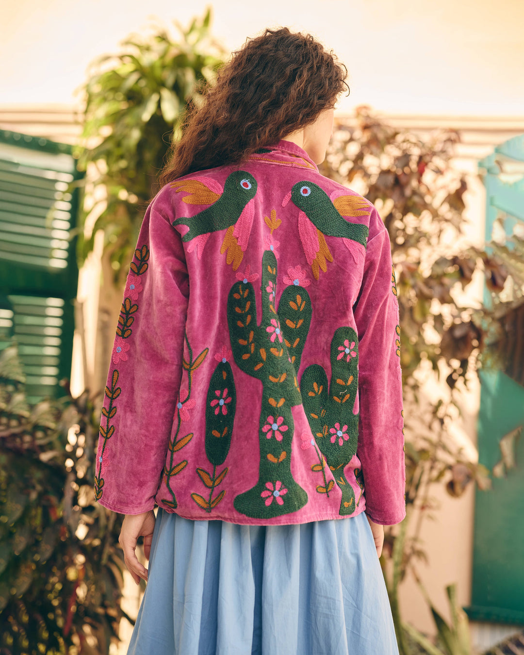 Petaline Pink Velvet Suzani Jacket