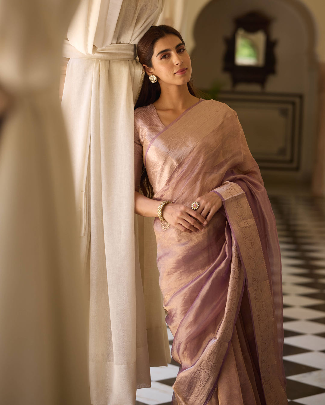 Prabha Purple Handcrafted Tissue Saree