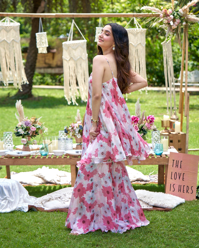 Nitara Rust Printed Silk Coord Set