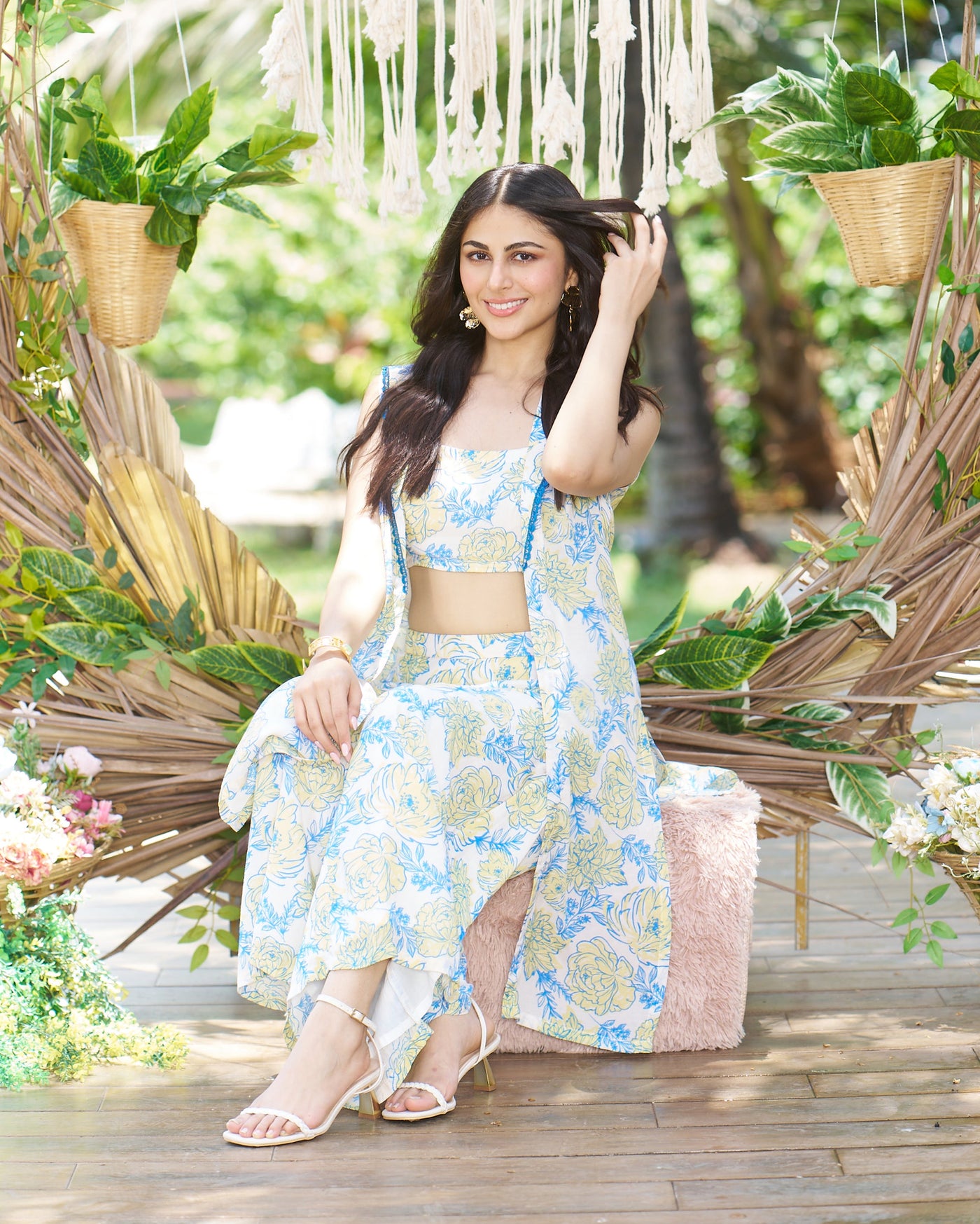Nitya Light Blue Printed Silk Coord Set