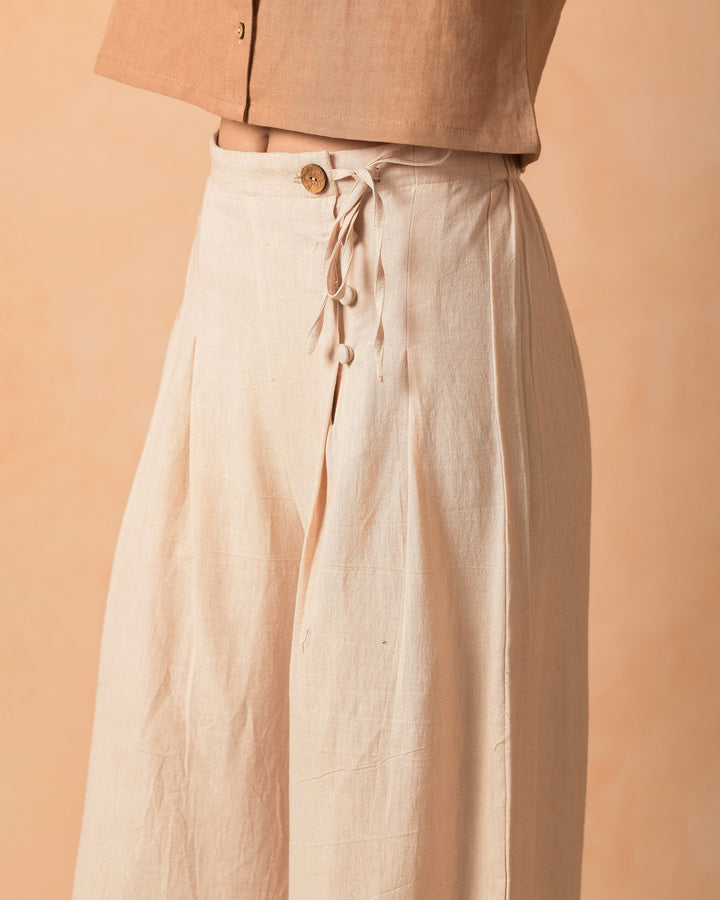 Kiva Beige Flex Solid Flared Pants