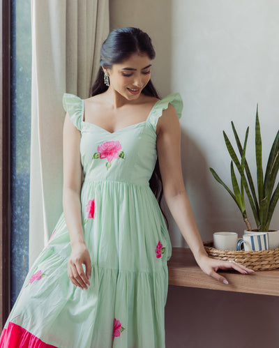 Muse Mint Handpainted Cotton Dress