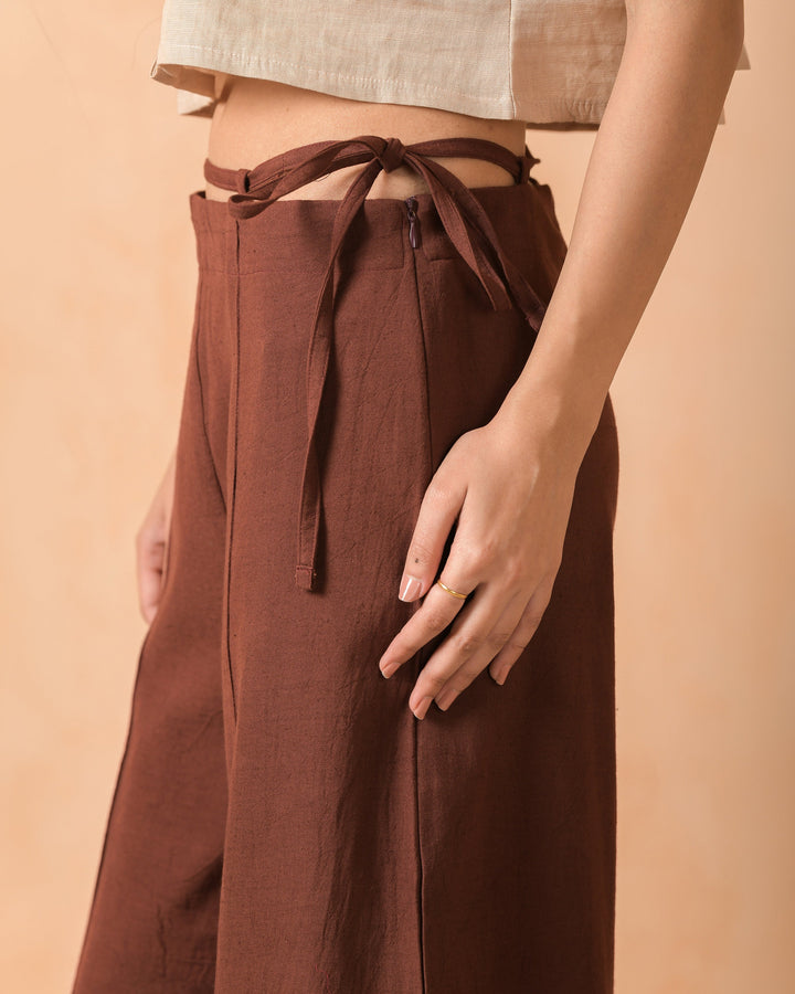 Aevy Brown Flex Solid Flared Pants