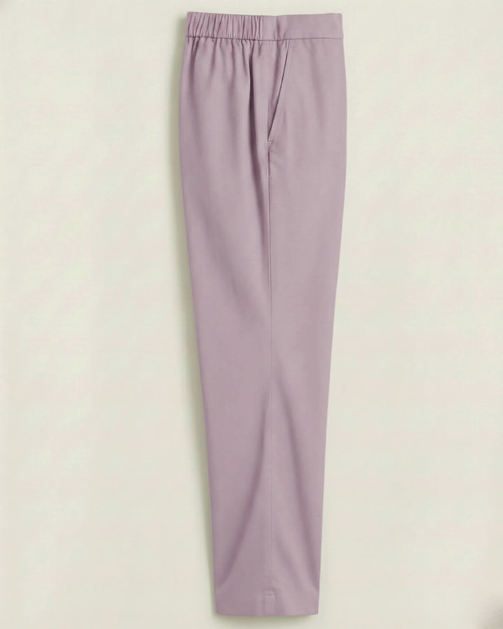 Mia Lilac Cotton Solid Straight Pants