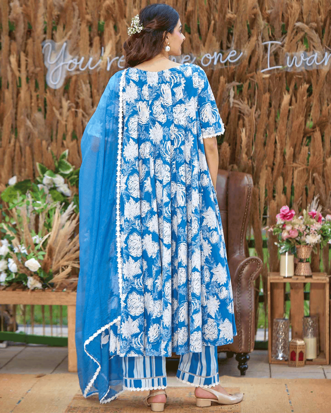 Anvika Blue Printed Cotton Suit Set