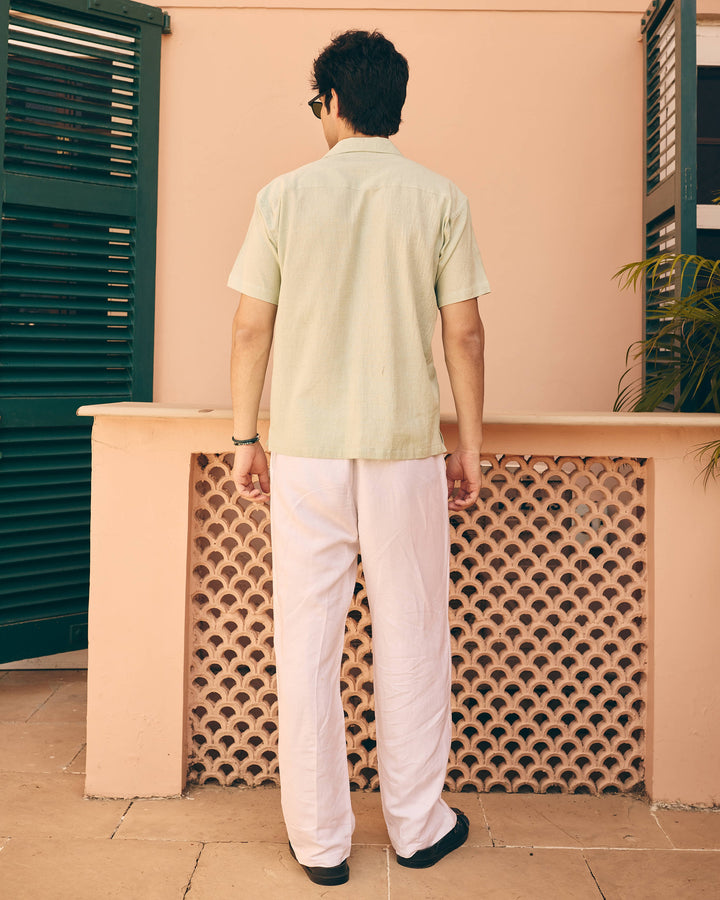 Meto Mint Cotton Flex Embroidered Shirt