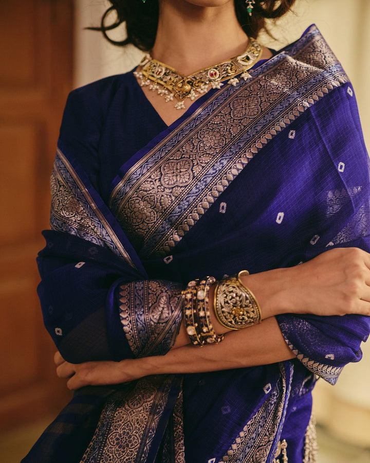 Kumudini Blue Doria Bandhej Saree