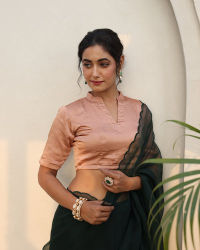 Sharvya Nude Brown Satin Blouse