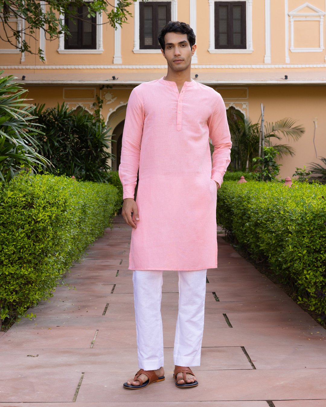 Tanishq Peach Solid Cotton Flex Kurta