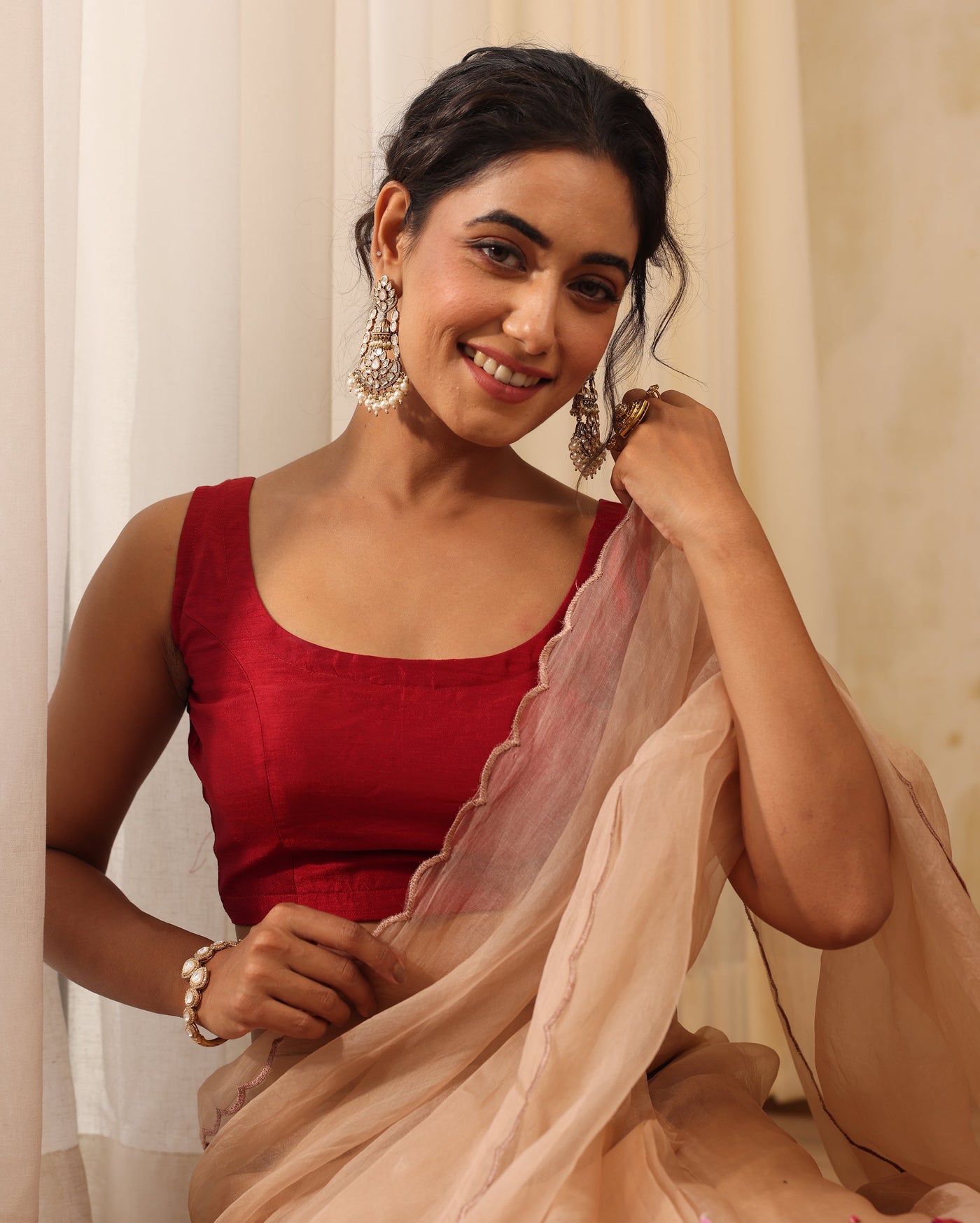 Aabha Maroon Silk Blouse 