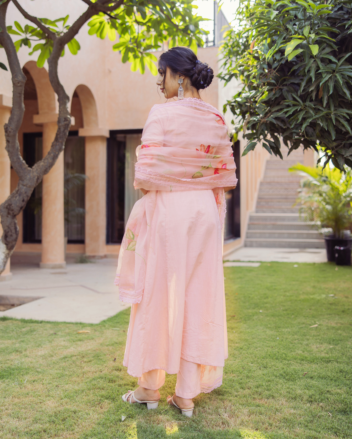 Tide Pink Handpainted Cotton Suit Set