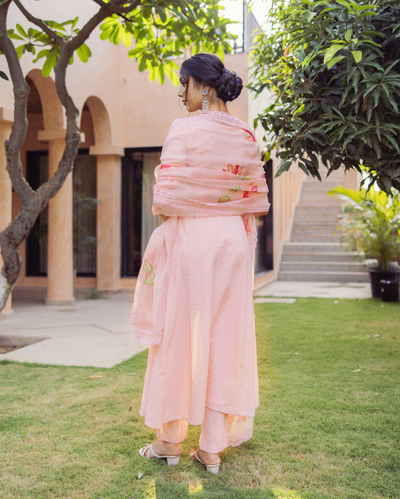 Tide Pink Handpainted Cotton Suit Set