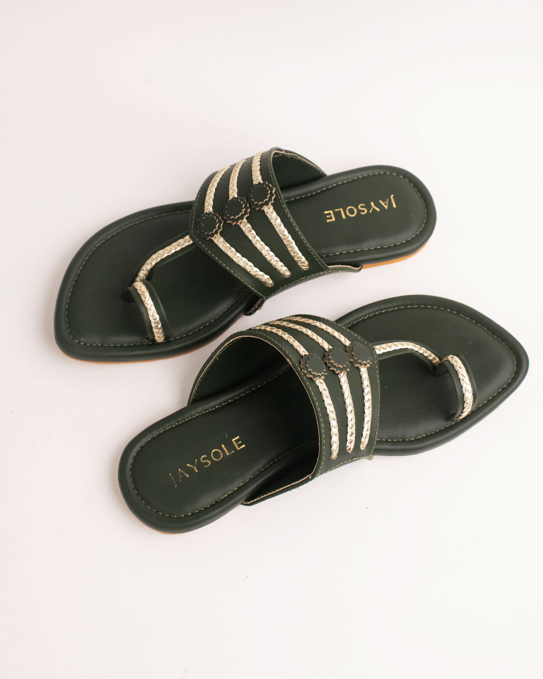 Jalsa Olive Green Kolha Flats 