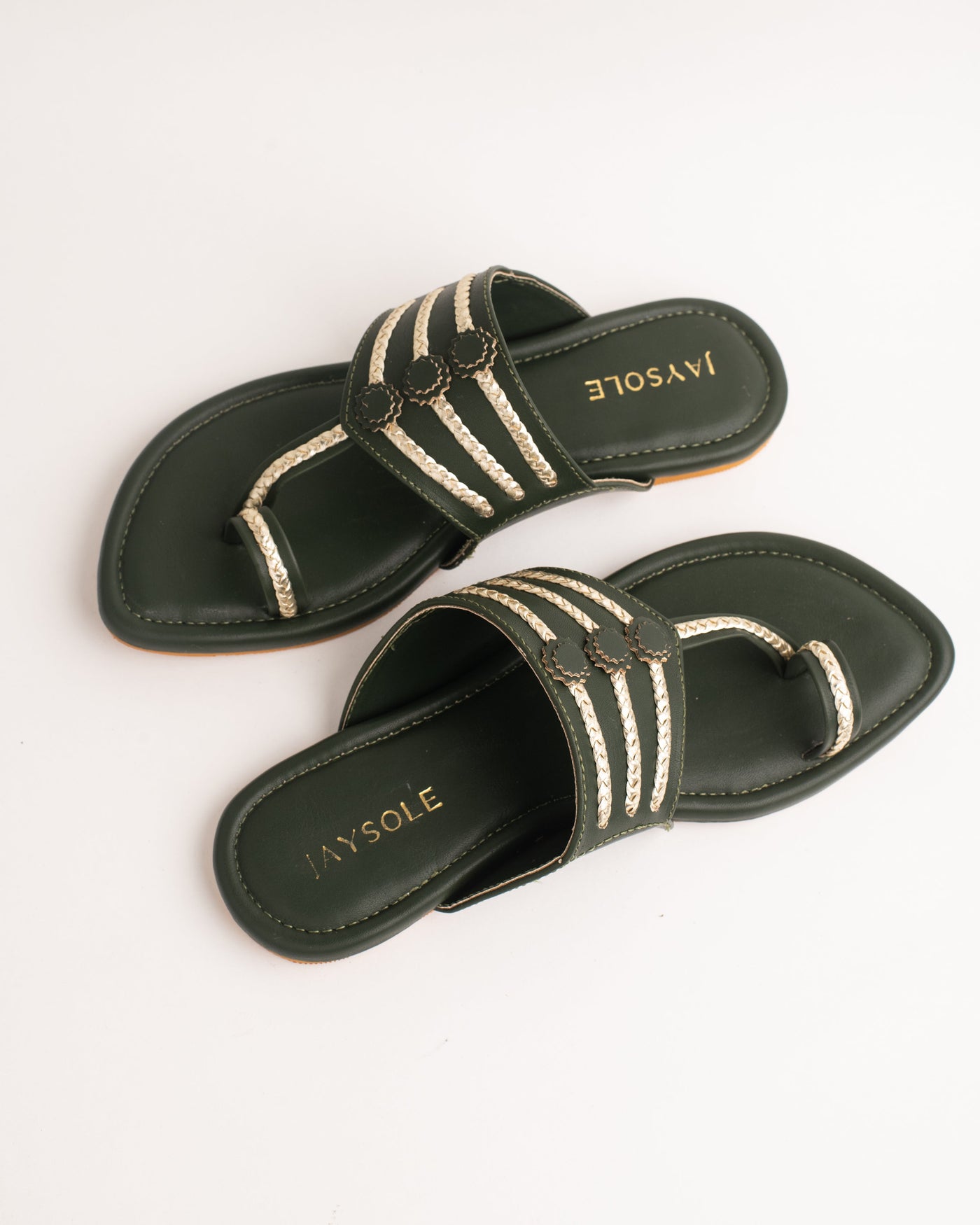 Jalsa Olive Green Kolha Flats 
