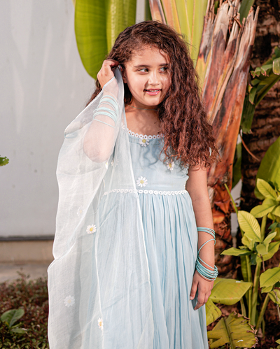 Daisy Darling Blue Georgette Suit Set
