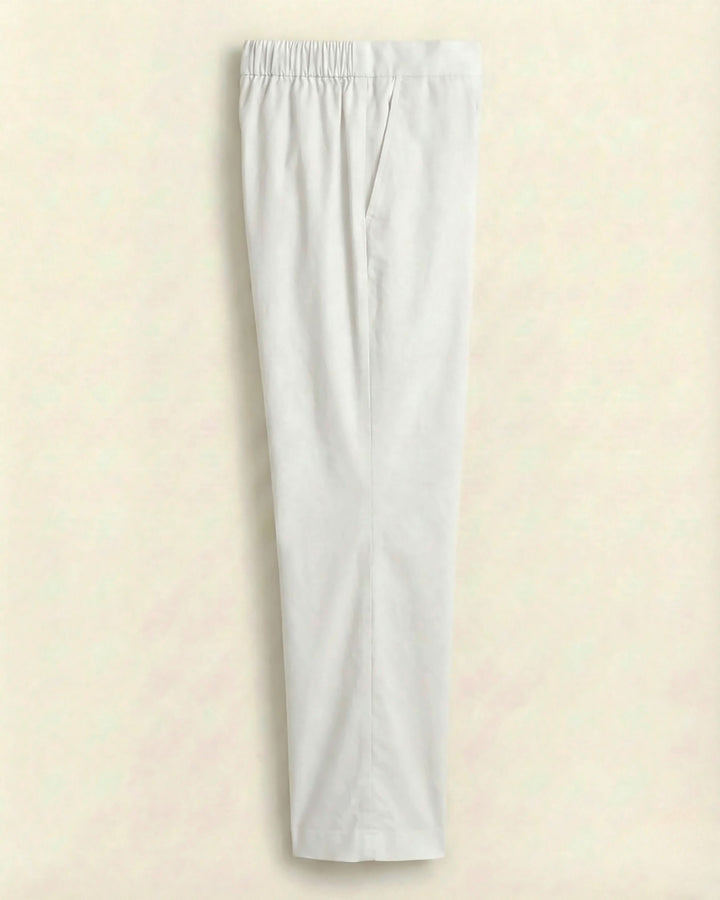 Sharika White Cotton Straight Pants