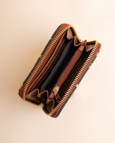 Petal Grace Green Coin Pouch