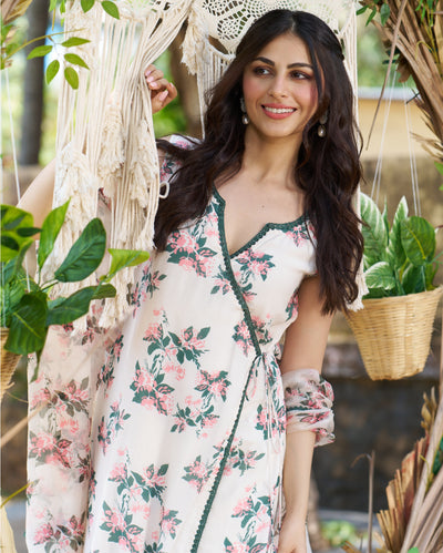 Rishika Off White Printed Silk Suit Set