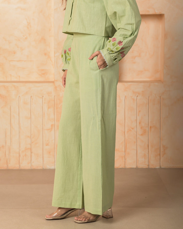 Oriel Green Embroidered Cotton Coord Set