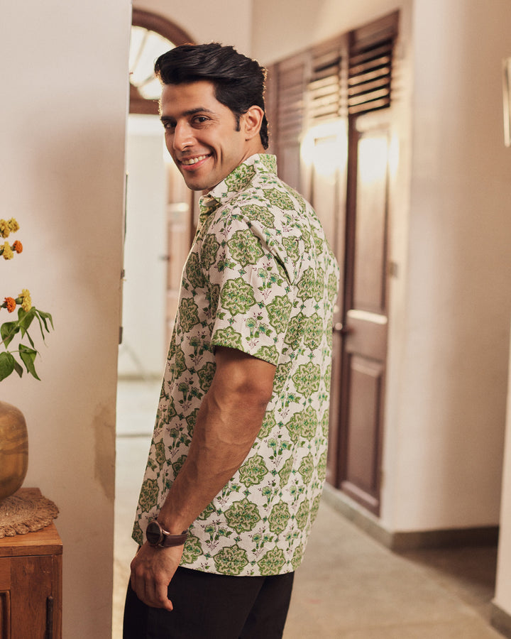 Viren White Printed Cotton Shirt