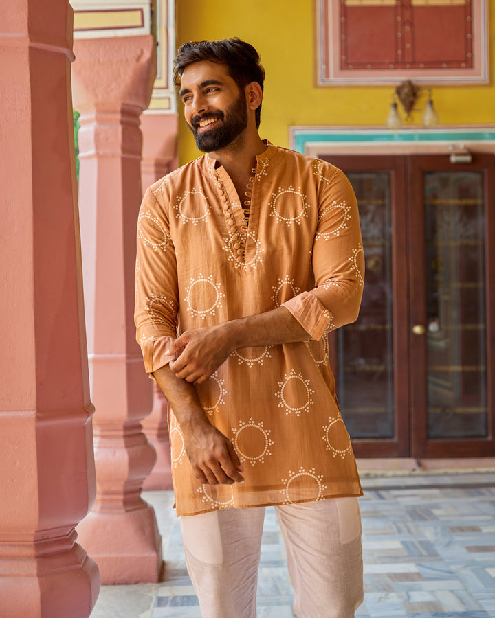 Devraj Brown Bandhani Chanderi Kurta