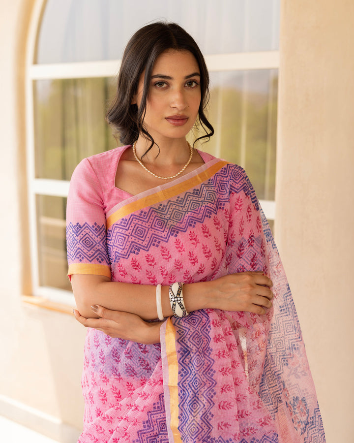 Rang Pink Doria Printed Saree