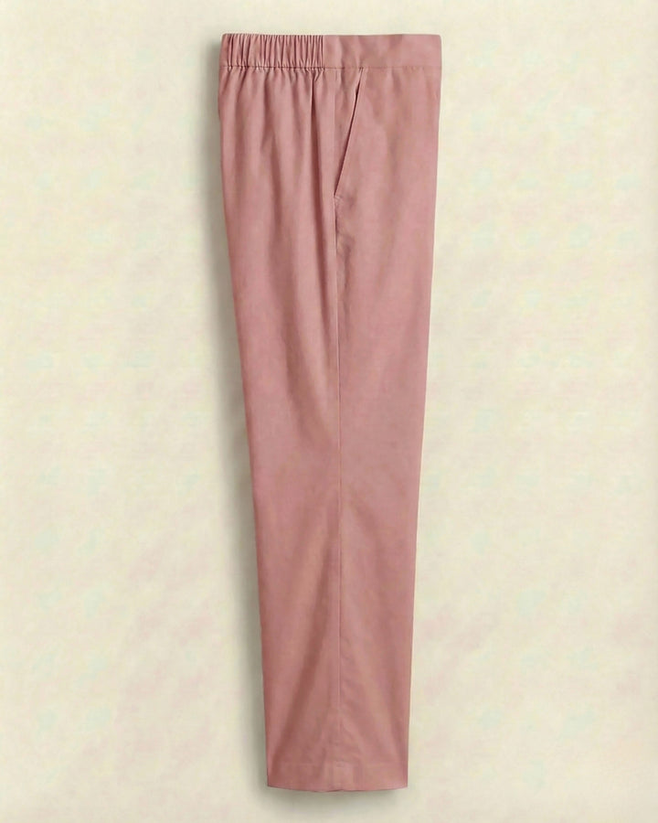 Leher Light Pink Cotton Straight Pants