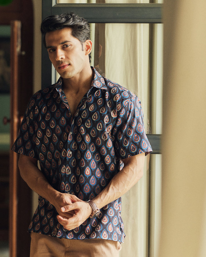 Abeer Black Printed Cotton Shirt