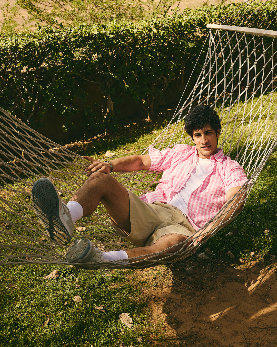 Enzo Pink Cotton Checks Printed Shirt