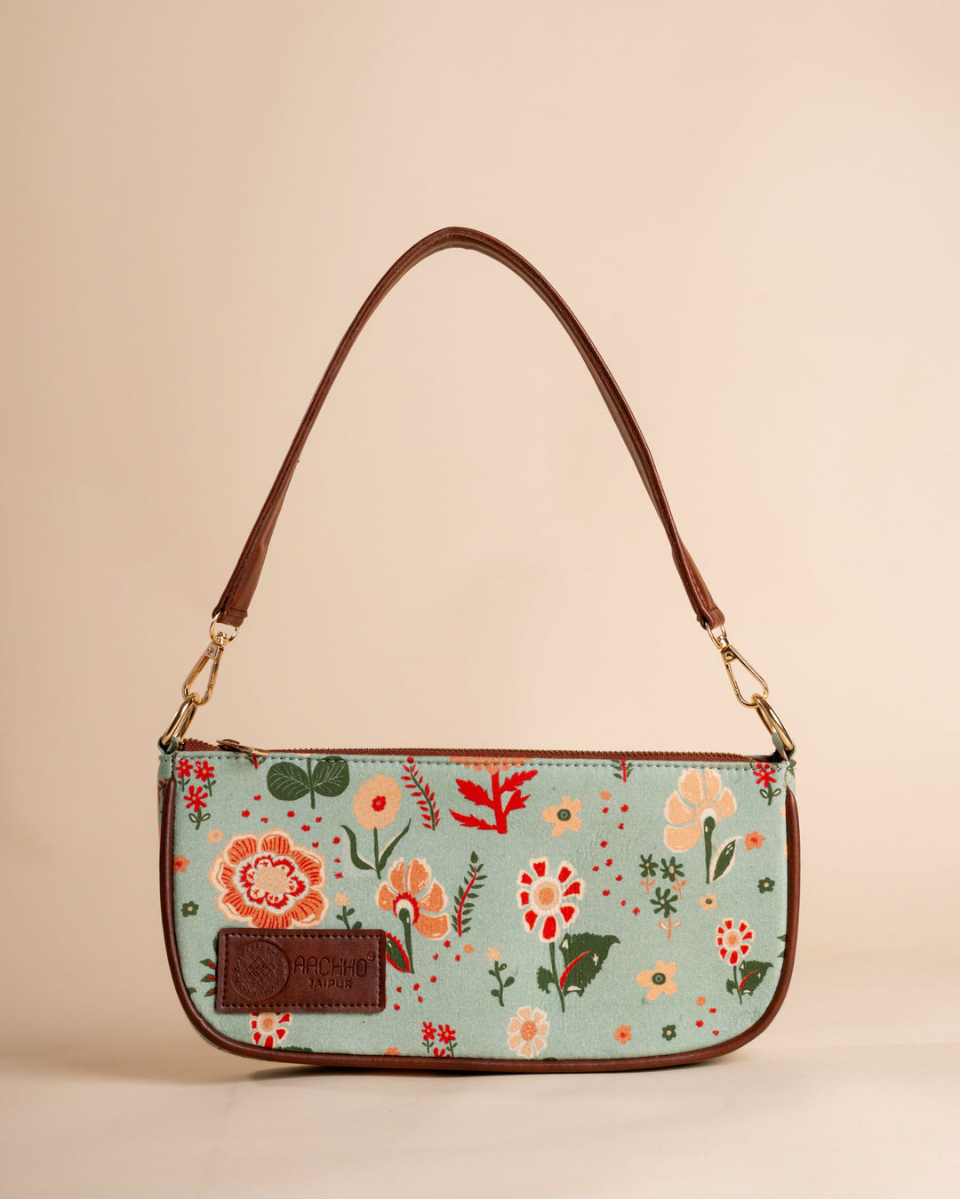 Ditsy Green Baguette Bag