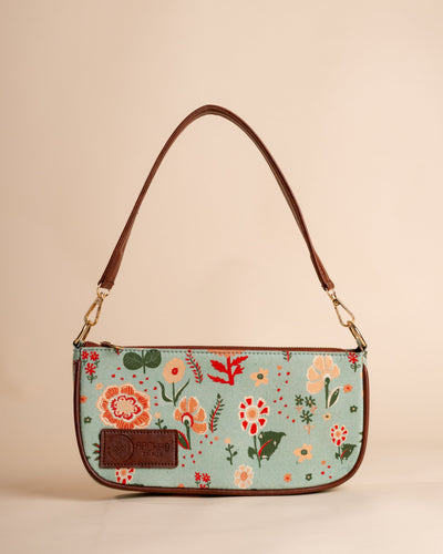 Ditsy Green Baguette Bag