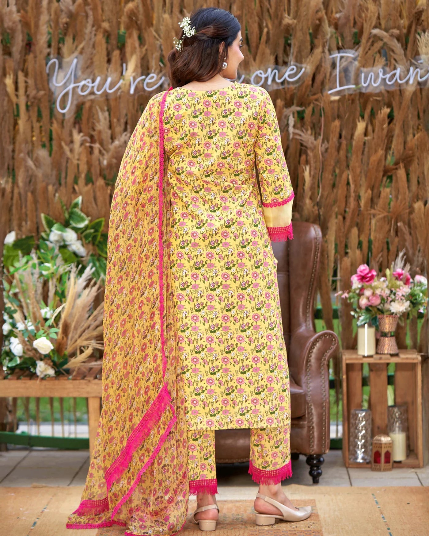 Flora Yellow Printed Cotton Suit Set