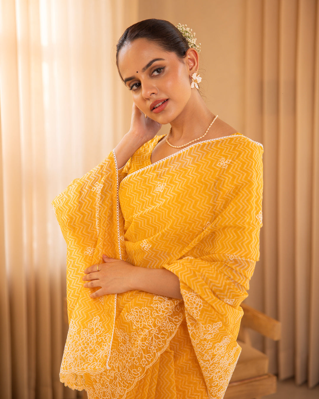 Rangini Yellow Doria Embroidered Saree
