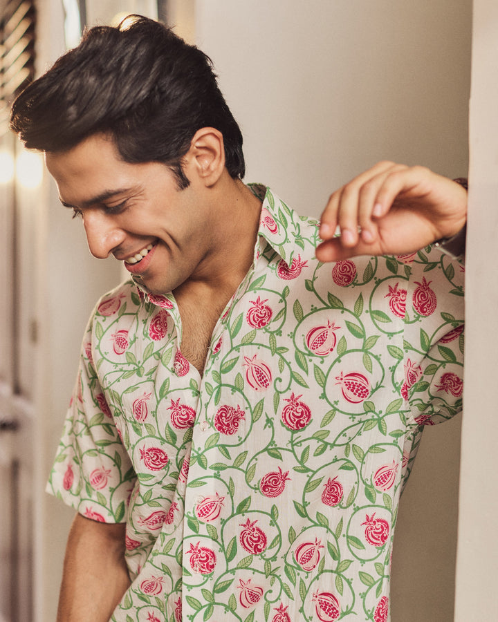 Krish White Printed Cotton Shirt
