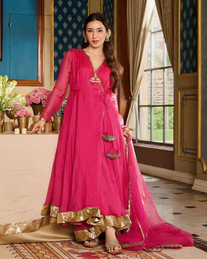 Roshvika Pink Embroidered Doria Suit Set