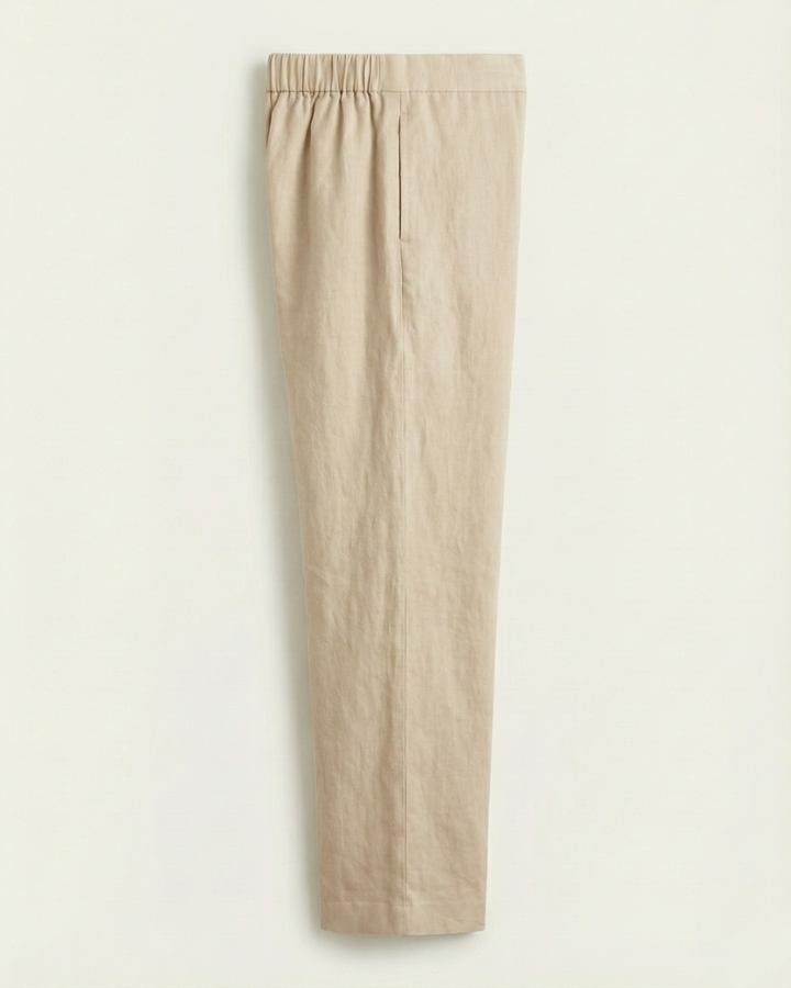 Leeya Beige Linen Straight Pants