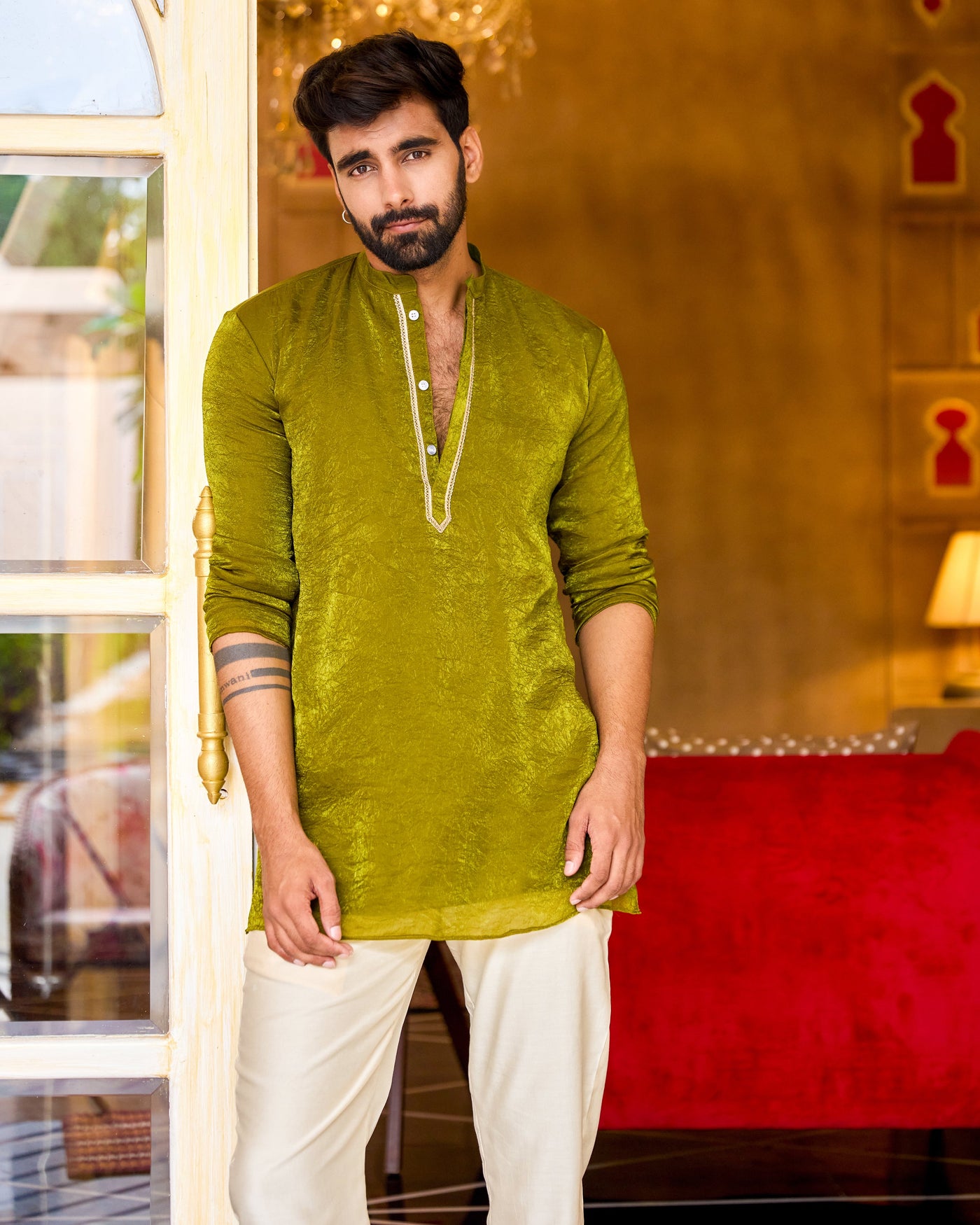 Chandraksh Green Tissue Kurta