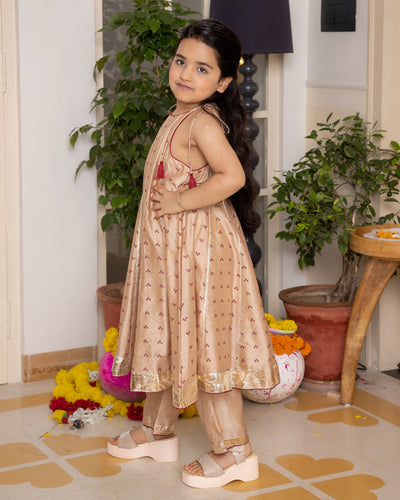Ruhi Beige Bandhani Chanderi Coord Set