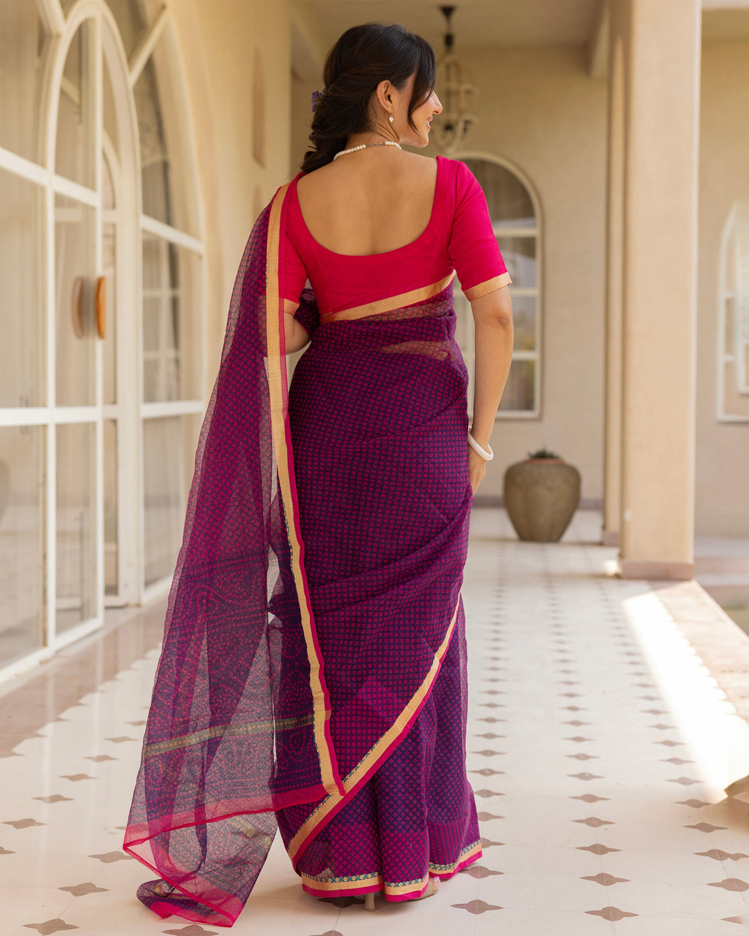 Bloom Purple Doria Bandhej Saree