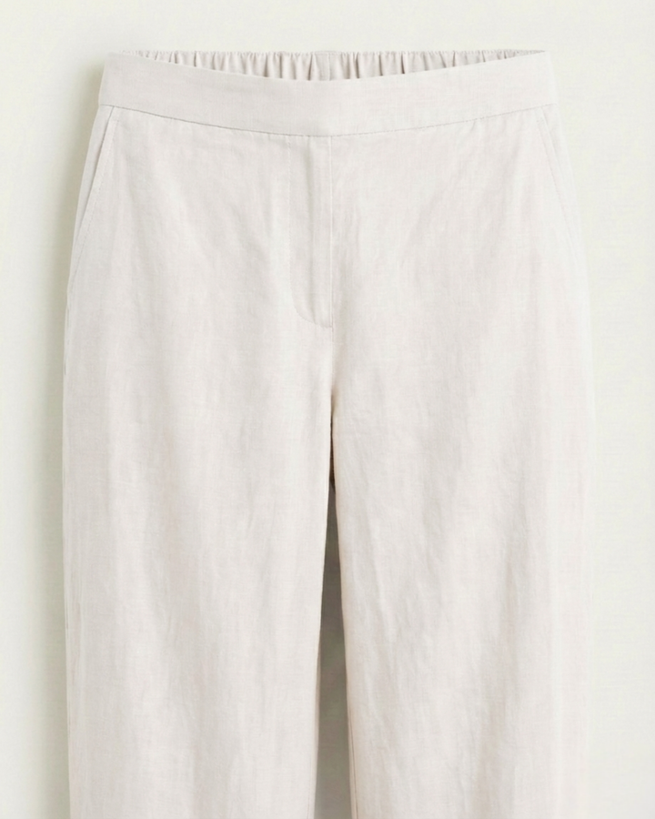 Amora off-white Linen Straight Pants